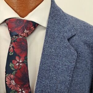 Donegal Tweed Blazer Mens 46L Blue Wool Cashmere Mohair Sport Coat Donegal Mist
